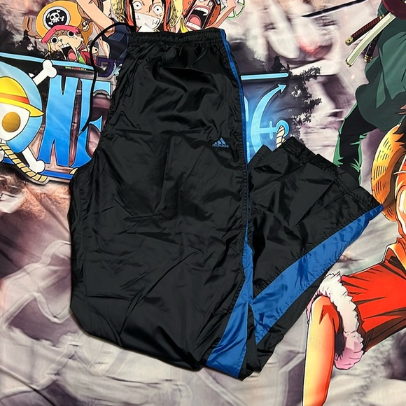 Adidas Black Blue Vintage Drawstring Track Pants XL - Picture 1 of 6
